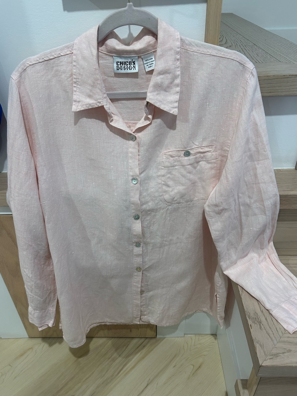 Pink 100% Linen shirt by Chicos